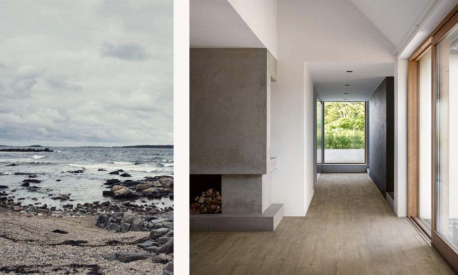 斯堪的纳维亚风格的门厅铺有棕色强化复合地板
